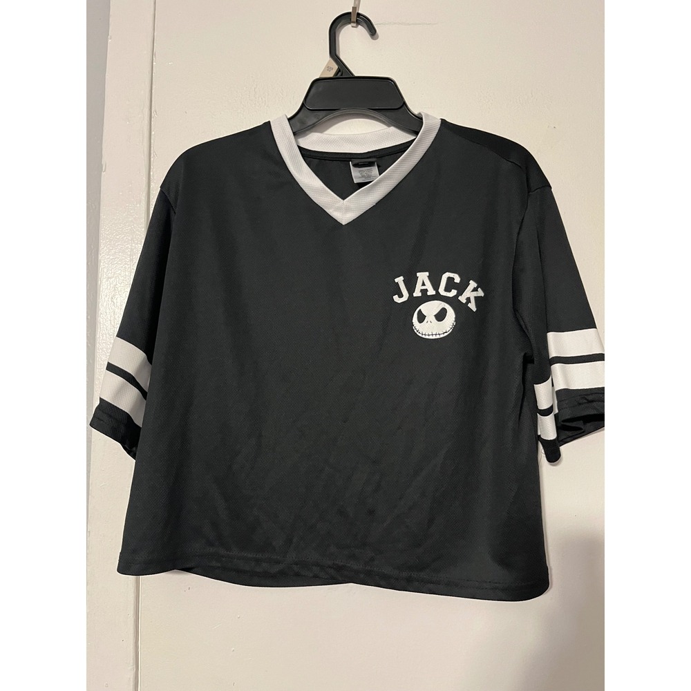 Disney Nightmare Before Christmas Jack Skellington Cropped Jersey Black Small